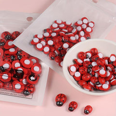 50pcs Mini Ladybugs Stickers Self Adhesive Wooden Ladybugs DIY Garden Decoration