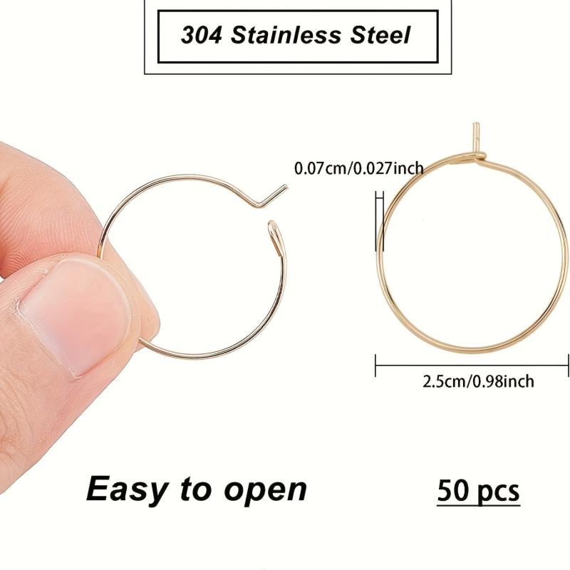 50pcs 304 Stainless Steel Earring Hoops 0.7mm DIY Material for Women Jewelry