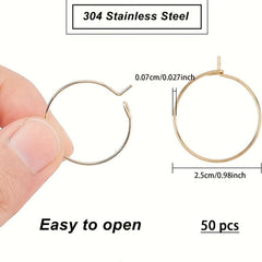50pcs 304 Stainless Steel Earring Hoops 0.7mm DIY Material for Women Jewelry