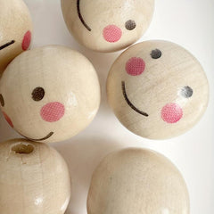 10pcs 20mm Smiling Face Doll Head Wooden Bead DIY Jewelry Accessories