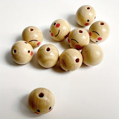 10pcs 20mm Smiling Face Doll Head Wooden Bead DIY Jewelry Accessories