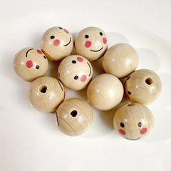 10pcs 20mm Smiling Face Doll Head Wooden Bead DIY Jewelry Accessories
