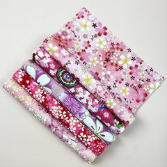 5pcs Pink Flower Printed Cheongsam Fabric Kimono Dress Fabric Home Textile