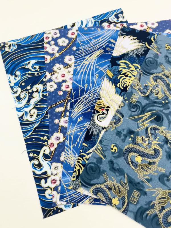 5pcs Flower Printed Kimono Dress Fabric Cotton Patchwork Material