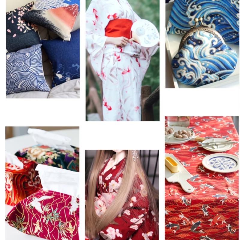 5pcs Flower Printed Kimono Dress Fabric Cotton Patchwork Material