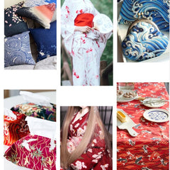 5pcs Flower Printed Kimono Dress Fabric Cotton Patchwork Material