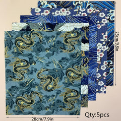 5pcs Flower Printed Kimono Dress Fabric Cotton Patchwork Material