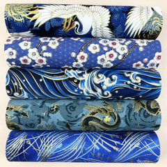 5pcs Flower Printed Kimono Dress Fabric Cotton Patchwork Material