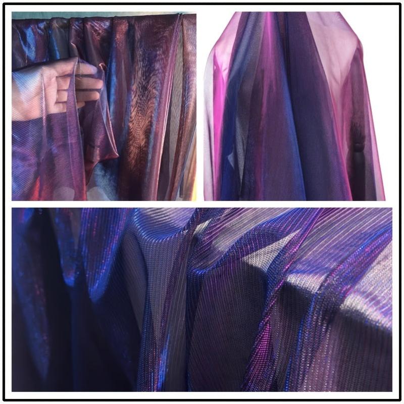 3yards Purple Neon Clothing Golden Wire Mesh Fabric