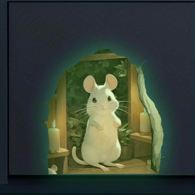 Mouse Luminous Wall Stickers Cartoon Decor Bedroom Living Room Self Adhesive