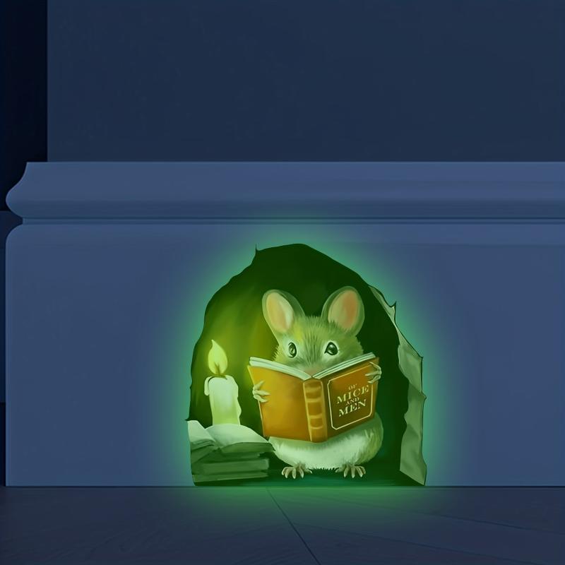 Mouse Luminous Wall Stickers Cartoon Decor Bedroom Living Room Self Adhesive