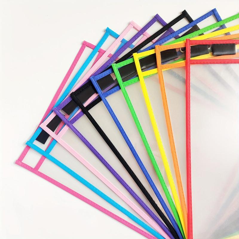 30pcs Dry Erase Pockets Oversized Write And Wipe Rings Clear Sheet Protectors