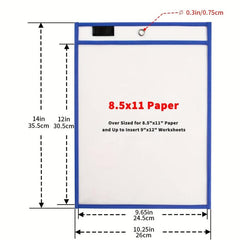 30pcs Dry Erase Pockets Oversized Write And Wipe Rings Clear Sheet Protectors