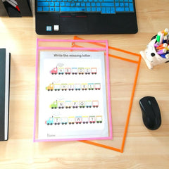 30pcs Dry Erase Pockets Oversized Write And Wipe Rings Clear Sheet Protectors