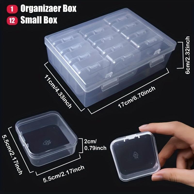 12pcs Mini Clear Plastic Beads Storage Box Small Empty Organizer Box
