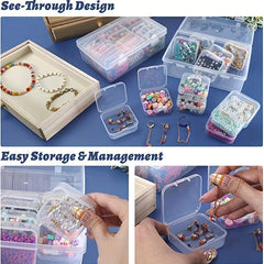 12pcs Mini Clear Plastic Beads Storage Box Small Empty Organizer Box