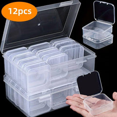 12pcs Mini Clear Plastic Beads Storage Box Small Empty Organizer Box
