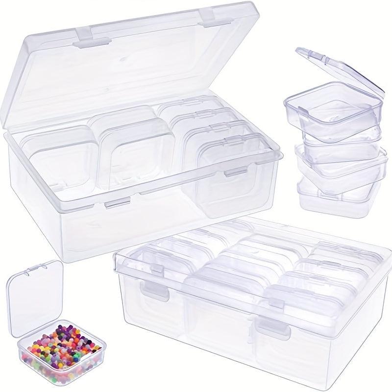 12pcs Mini Clear Plastic Beads Storage Box Small Empty Organizer Box