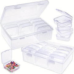 12pcs Mini Clear Plastic Beads Storage Box Small Empty Organizer Box