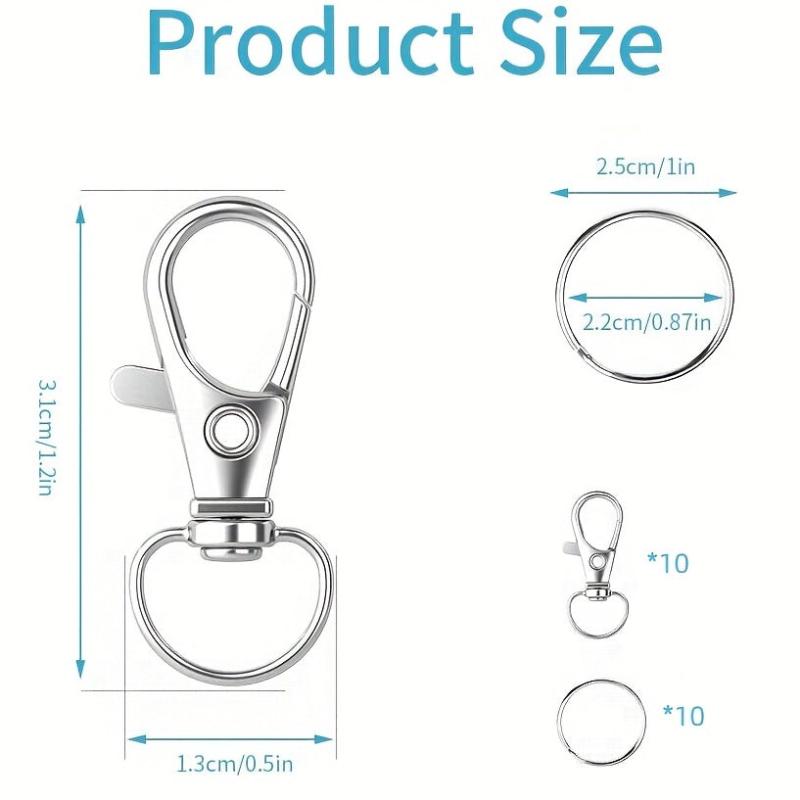 20Pcs Metal Swivel Snap Hook Key Rings for Keychain Making Crafts