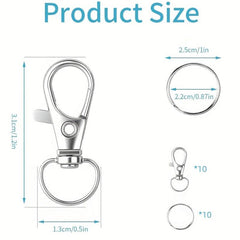 20Pcs Metal Swivel Snap Hook Key Rings for Keychain Making Crafts