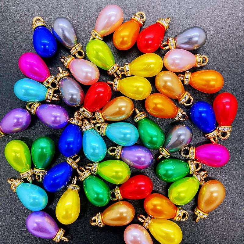 10x20mm Colorful Acrylic Teardrop Pearl Beads Charm