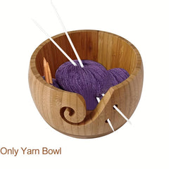Wooden Yarn Bowl with Lid DIY Yarn Storage Round Organizer for Knitting Crochet
