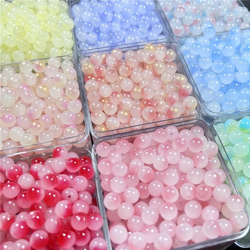 8mm Glass Jade Bead Gradient Double Round Bead DIY Bracelet Necklace