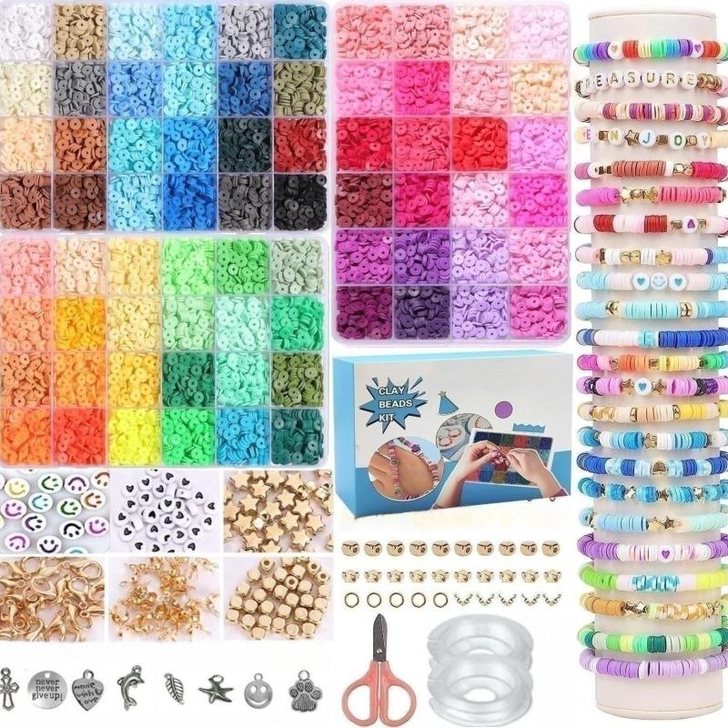 Clay Beads Bracelet Making Kit with Charms and Strings