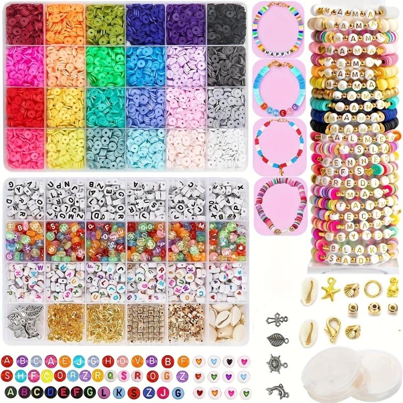 Clay Beads Bracelet Making Kit with Charms and Strings
