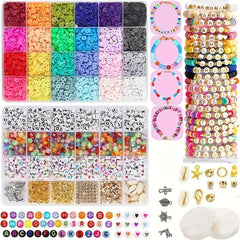 Clay Beads Bracelet Making Kit with Charms and Strings