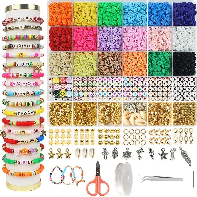 Clay Beads Bracelet Making Kit with Charms and Strings