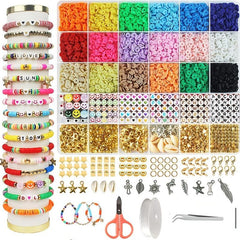 Clay Beads Bracelet Making Kit with Charms and Strings