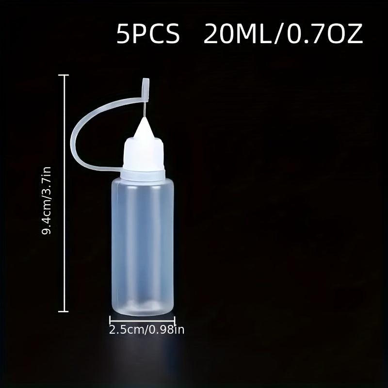 5pcs Squeeze Bottles Needle Tip PE Glue Applicator Craft Tool Transparent
