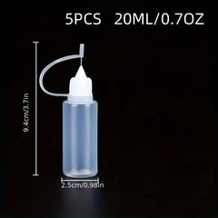 5pcs Squeeze Bottles Needle Tip PE Glue Applicator Craft Tool Transparent
