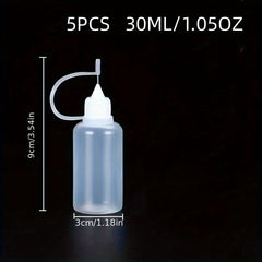 5pcs Squeeze Bottles Needle Tip PE Glue Applicator Craft Tool Transparent