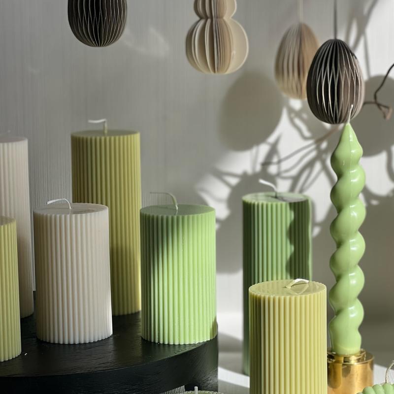 Striped Roman Cylindrical Silicone Candle Mold DIY Candle Holder Making