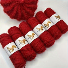 6pcs Bright Silk Squirrel Down High Ball Yarn - Hand Woven Medium Thick