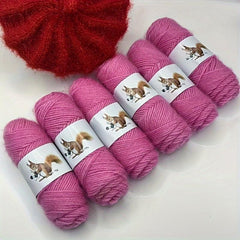 6pcs Bright Silk Squirrel Down High Ball Yarn - Hand Woven Medium Thick