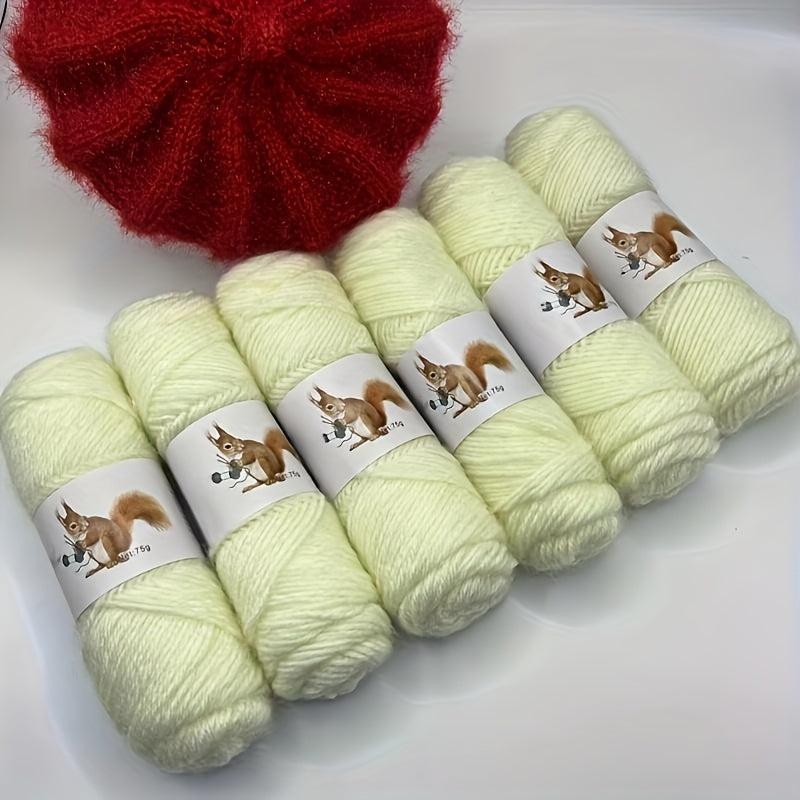 6pcs Bright Silk Squirrel Down High Ball Yarn - Hand Woven Medium Thick