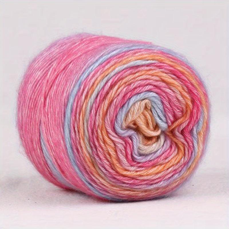 Gradient Cake Wool Yarn Rainbow Winter Sweater Scarf Hat Hand Knitting DIY