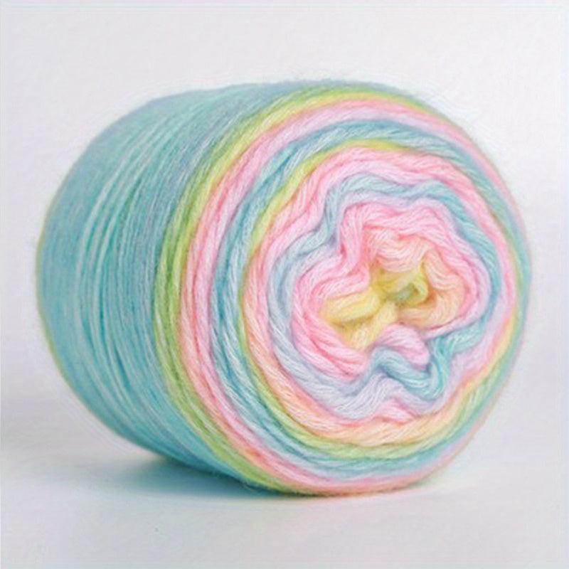 Gradient Cake Wool Yarn Rainbow Winter Sweater Scarf Hat Hand Knitting DIY