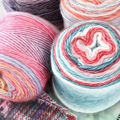 Gradient Cake Wool Yarn Rainbow Winter Sweater Scarf Hat Hand Knitting DIY