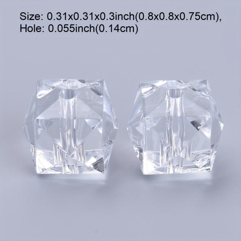 200Pcs 8mm Acrylic Transparent Square Beads for Jewelry Making
