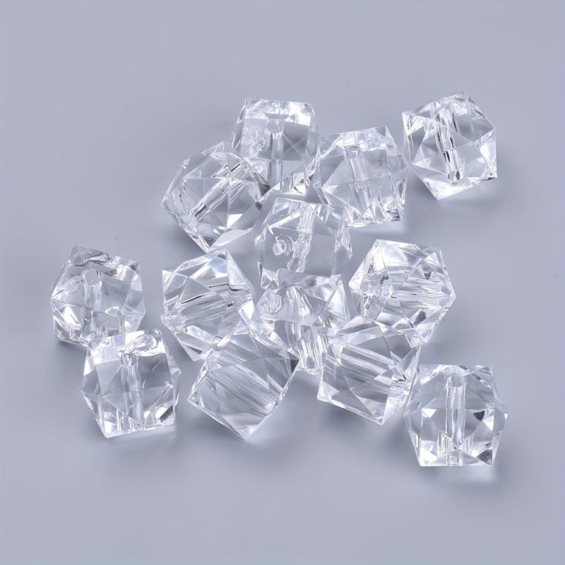 200Pcs 8mm Acrylic Transparent Square Beads for Jewelry Making