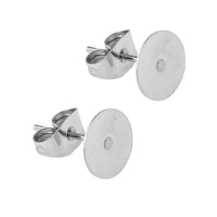 50 Sets Stainless Steel Flatback Ear Pin Set Ear Studs Holder Hypoallergenic DIY