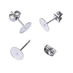 50 Sets Stainless Steel Flatback Ear Pin Set Ear Studs Holder Hypoallergenic DIY