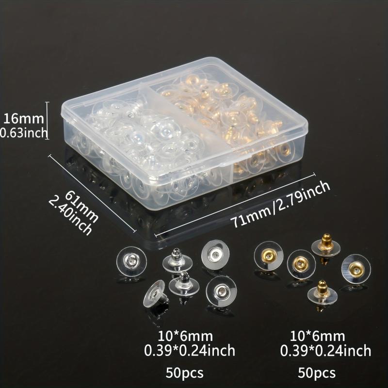 100pcs Earrings Back Stoppers Jewelry Set Mixed Shape Ear Clog Ear Stud Plug DIY