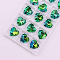 Heart Glass Crystal Beads AB Rainbow Peach For Necklace Pendant DIY Bracelet