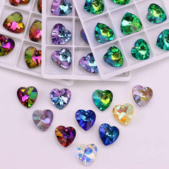 Heart Glass Crystal Beads AB Rainbow Peach For Necklace Pendant DIY Bracelet